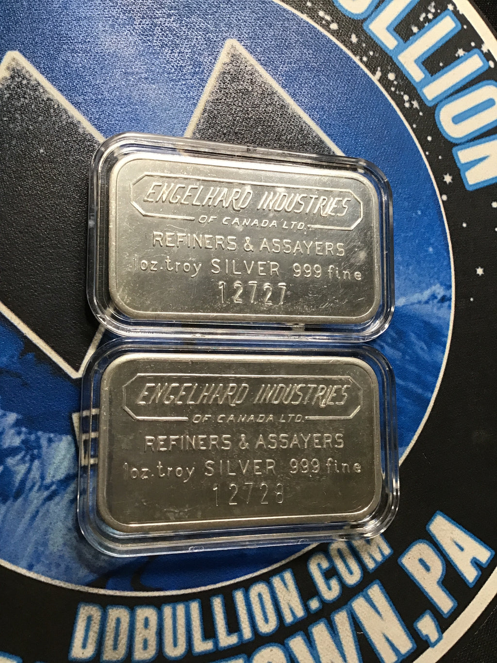 Two Sequential Engelhard Industries of Canada, Ltd.  1 oz. Silver Bars