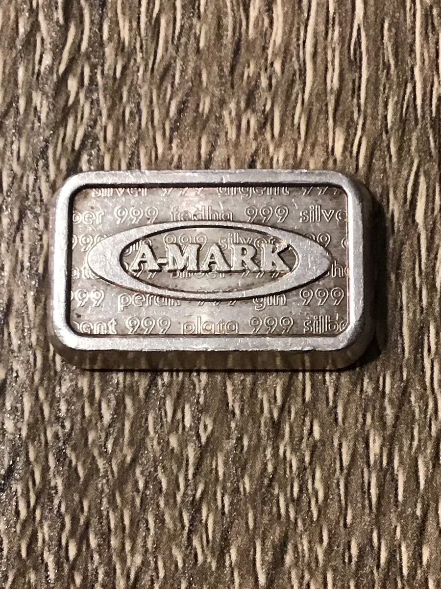 Toned Vintage 1980 A-Mark USVI Ingot Co. “Oval logo” 1 oz. Silver