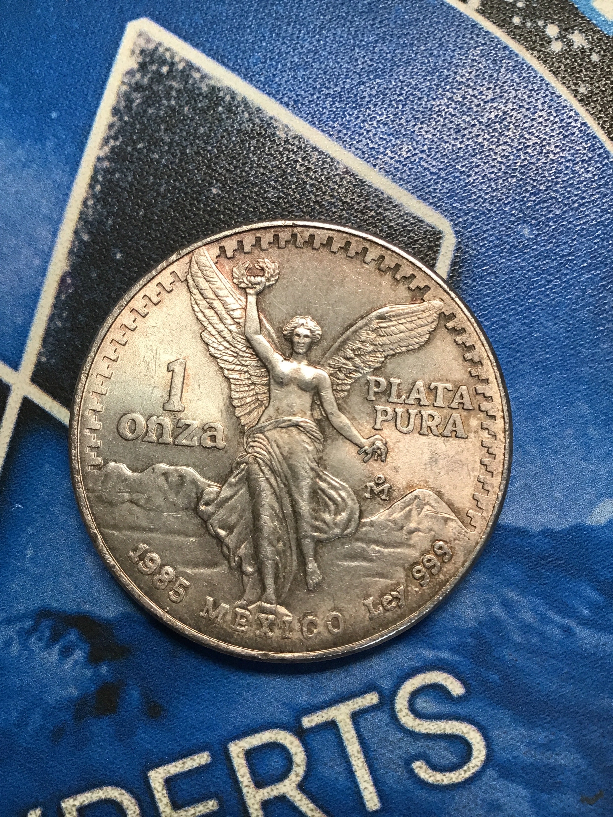Toned 1985 Mexico Libertad 1 Onza .999 Fine Silver 🇲🇽