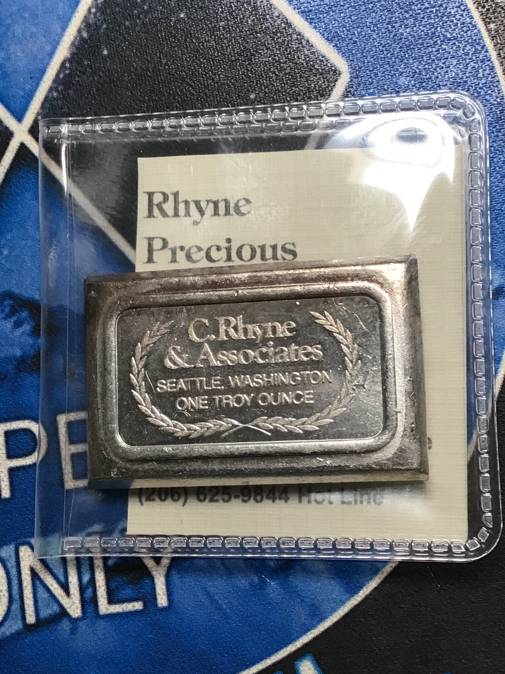 C. Rhyne & Associates USVI Ingot Co. Rare 1 Oz. Silver Bar-.999