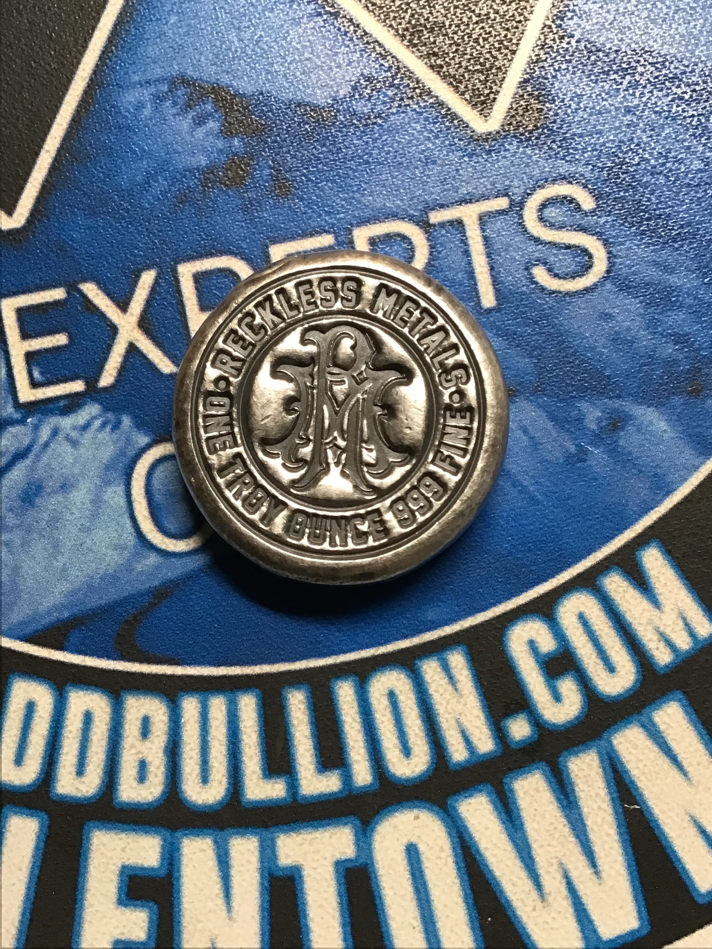 Reckless Metals Poured  1 oz. Silver  Button- .999 FS