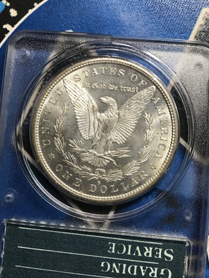 PCGS MS64 1880-S Morgan Silver Dollar- Rattler Holder