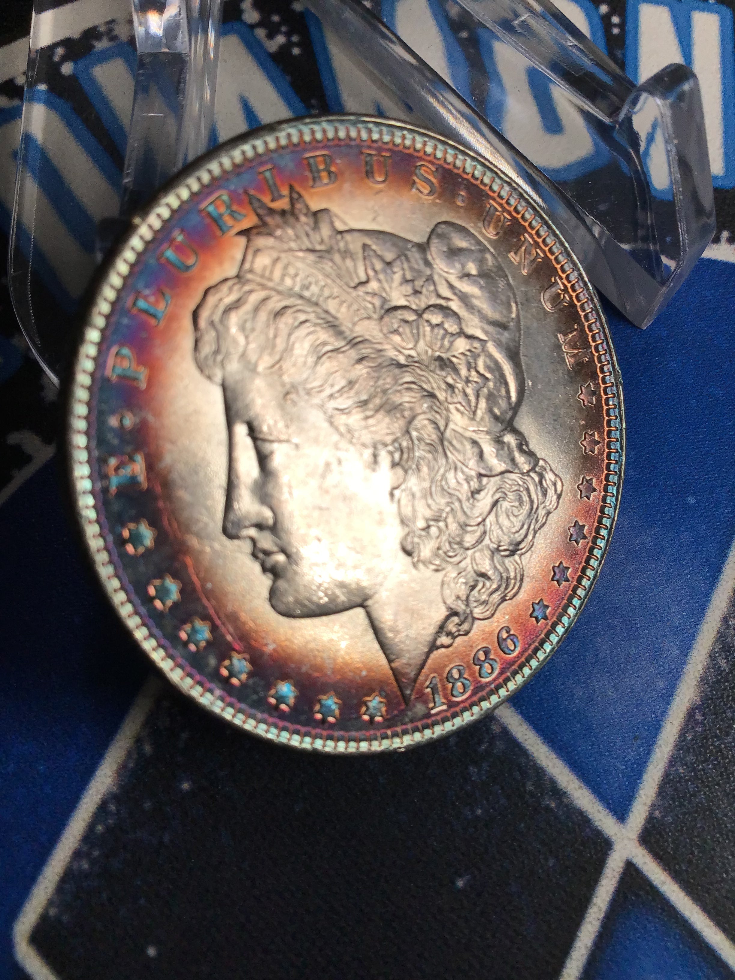 1886-P Morgan Silver Dollar-  Rainbow Rim Toning!
