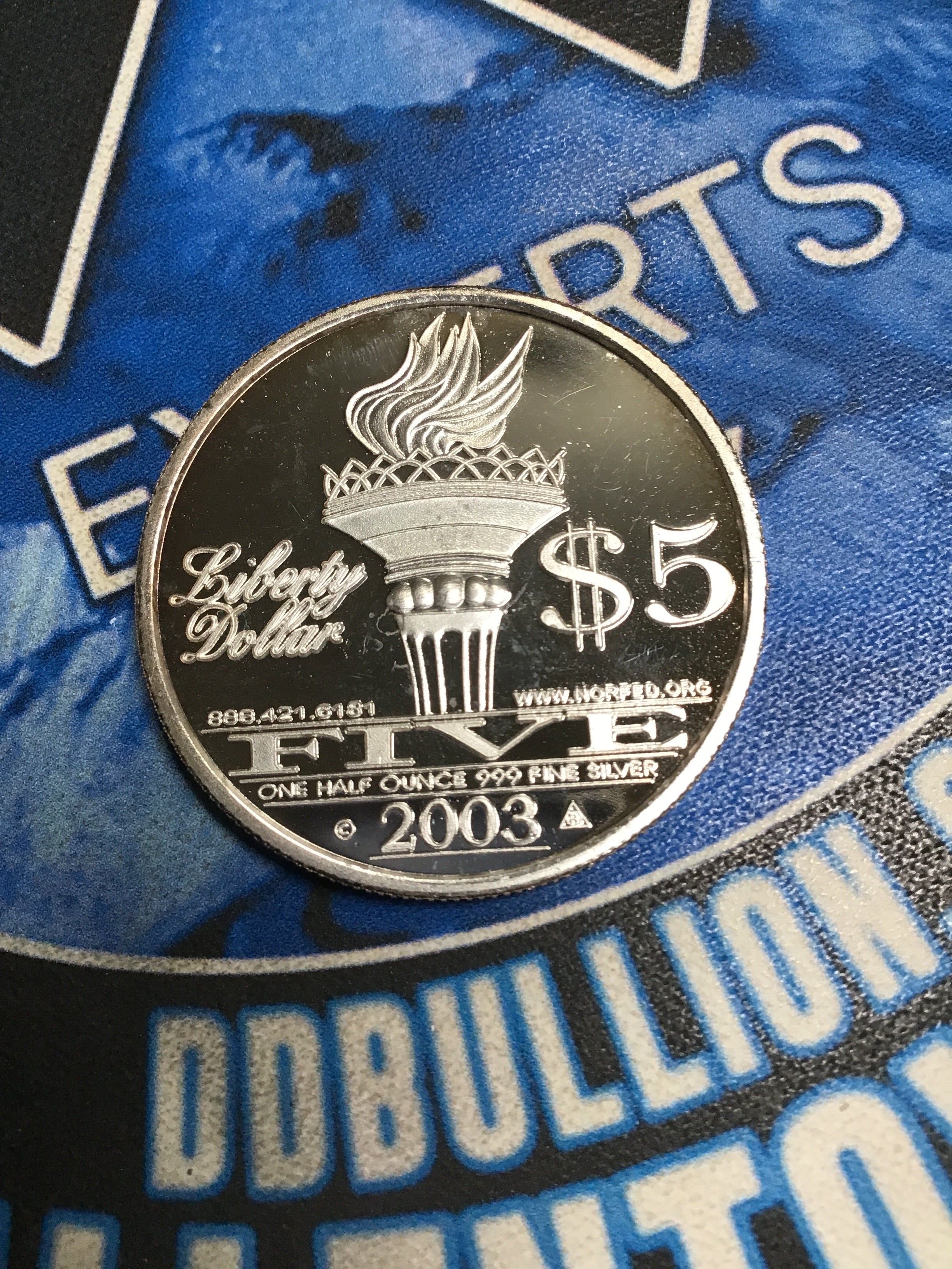 2003 NORFED $5 Liberty Dollar 1/2 oz. Silver Version-.999