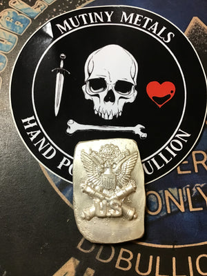 Mutiny Metals High Relief U.S. Military Emblem Bar 1 oz. Fine Silver-.999 is