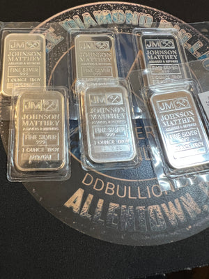 Johnson Matthey 1 oz. Fine Silver Bar .999- JM Logo Reverse