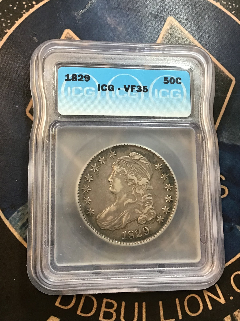1829-P Capped Bust Silver Half Dollar- ICG Grading