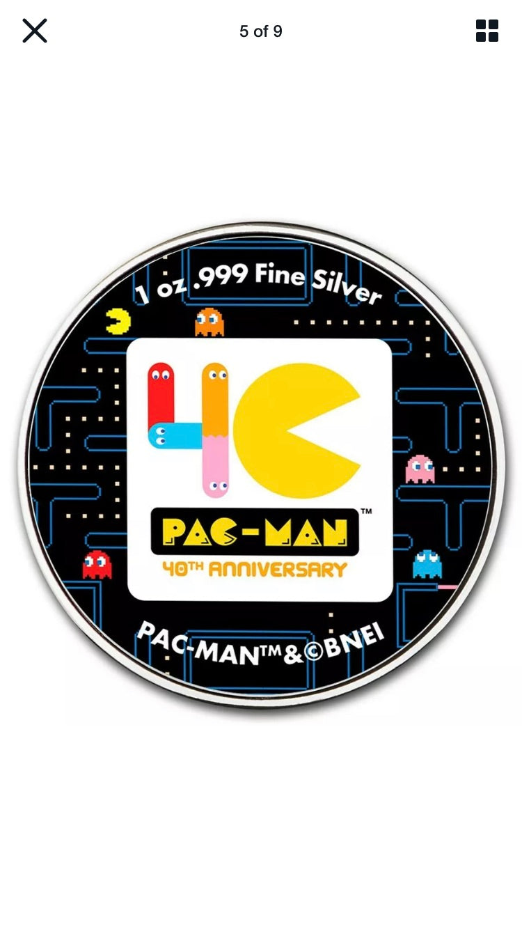 2020 New Release PAC-MAN™  40th Anniversary Colorized Coin- .999 Fine Silver