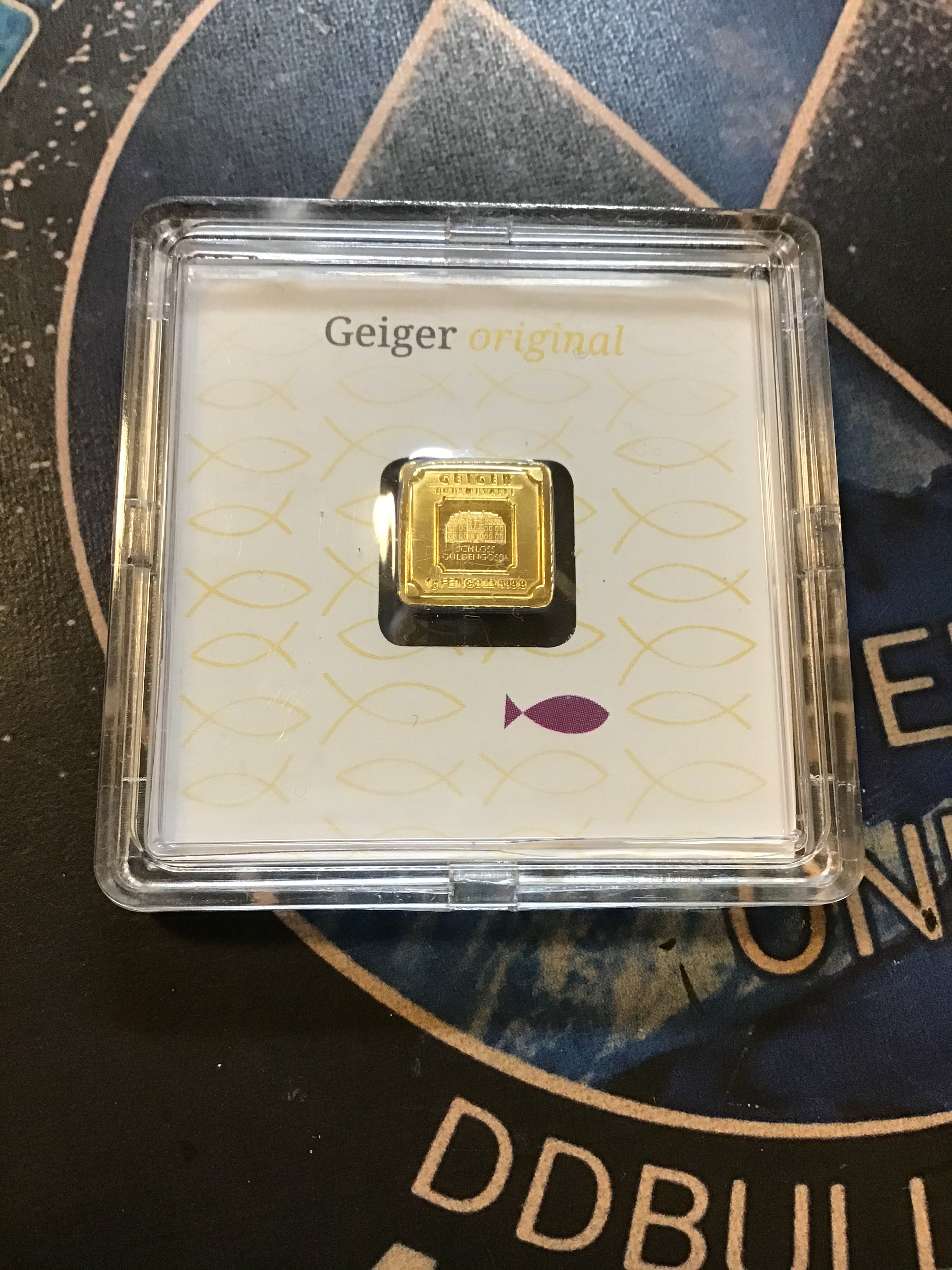 1 gram Geiger Edelmetalle Sealed Fractional Gold Assay- Ichthys Symbol
