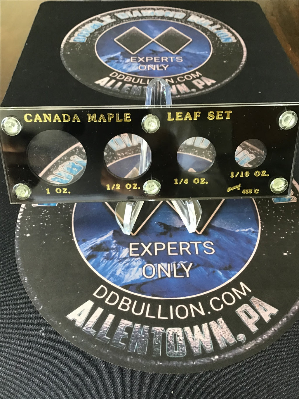 Capital Plastics Gold Canadian Maple Leaf Set Holder 🇨🇦- Black/ Gold Lettering