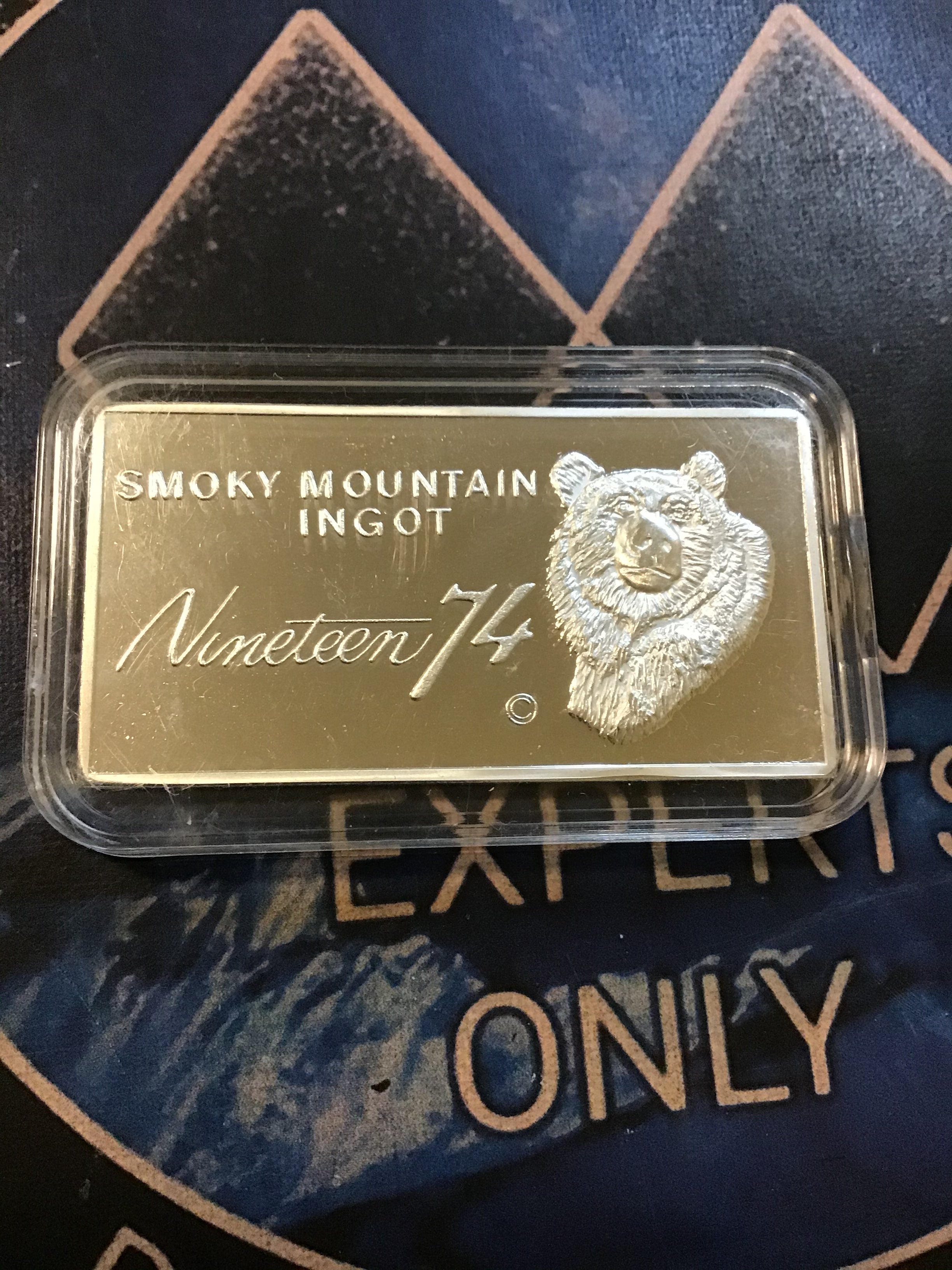 Rare 1974 Vintage Smoky Mountain 20 Gram .999 Fine Silver Ingot