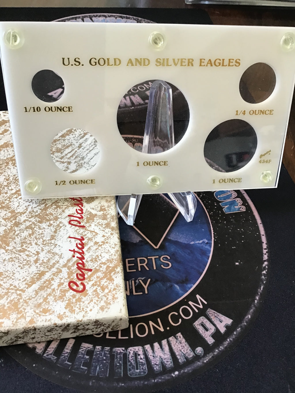 Capital Plastics US Gold AND Silver American Eagle Holder-White/Gold Lettering
