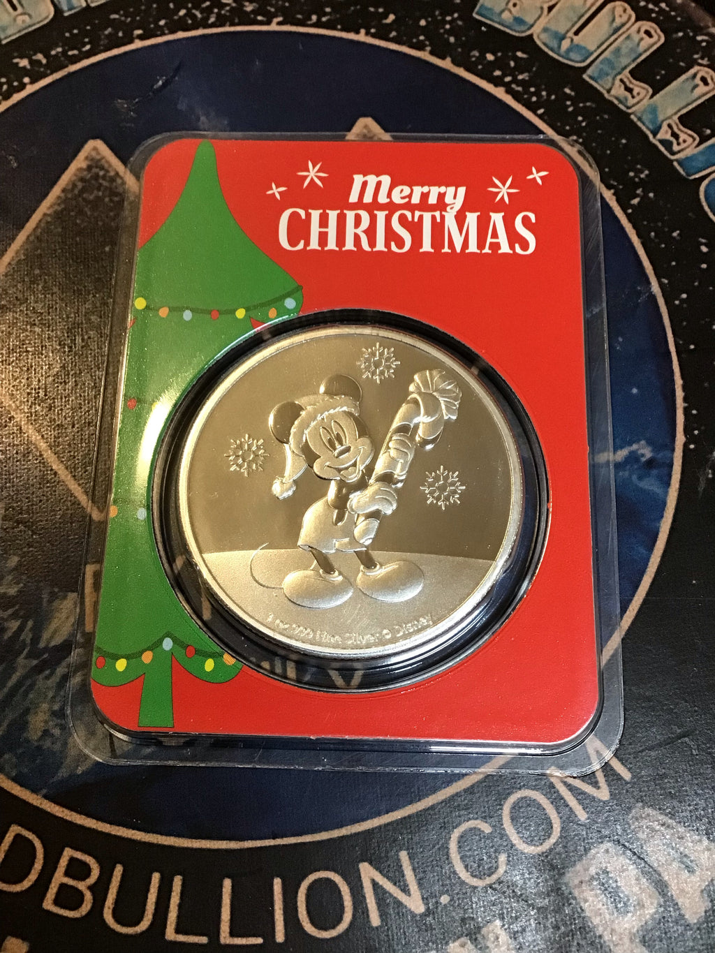 Mickey Mouse Merry Christmas Silver Round